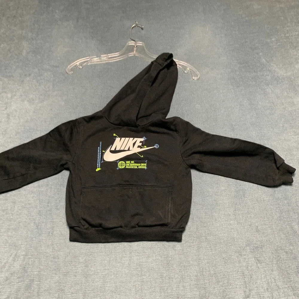 Nike Sportswear One Bowerman Drive Hoodie Kids 4T Black Fleece Lined Swoosh Logo